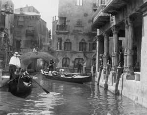 Venice Italy canal boats in 1920